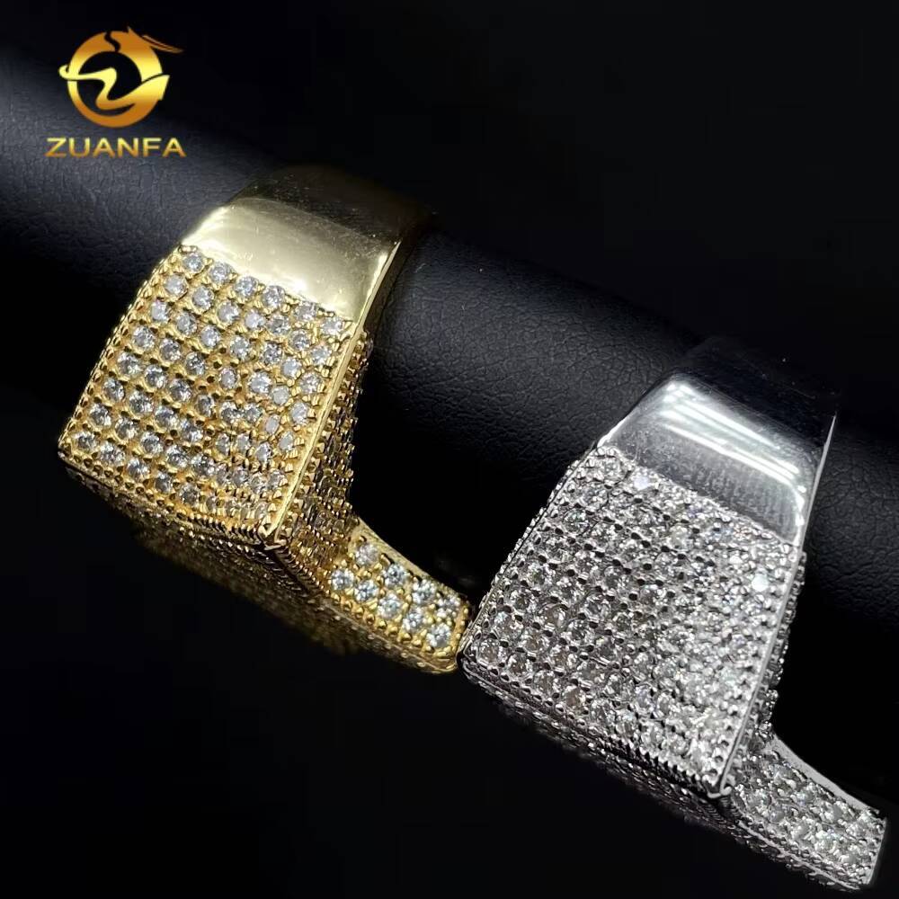 Fine Jewelry Hip Hop Style Pass Diamond Tester Iced Out Men Rings 925 Sterling Silver Moissanite Baguette Star Ring
