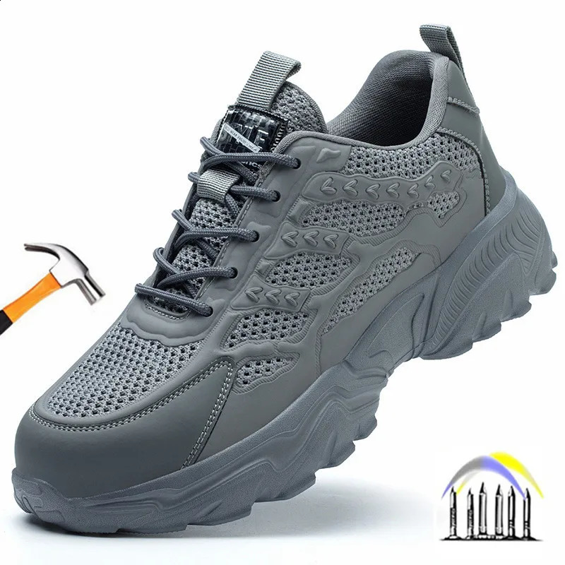 summer safety sneakers white safety work shoes for men work breathable shoes comfortable woman safety shoes plastic toe cap boot 250805
