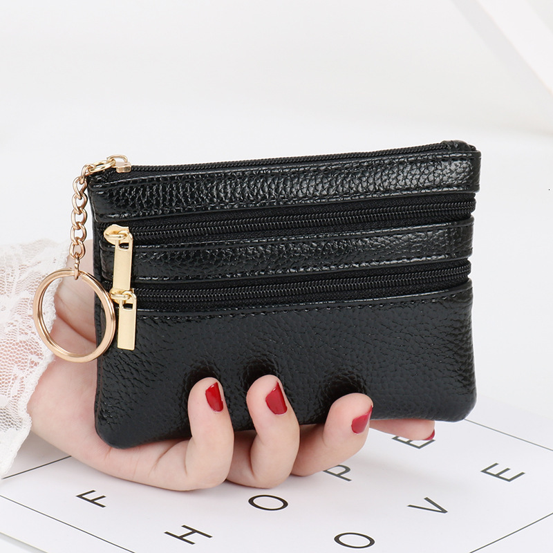 Wholesale Women's Luxury Bag Short Genuine Leather Wallet Multi-functional Driver's License Card Holder Soft Leather Key Bag Zipper Bag