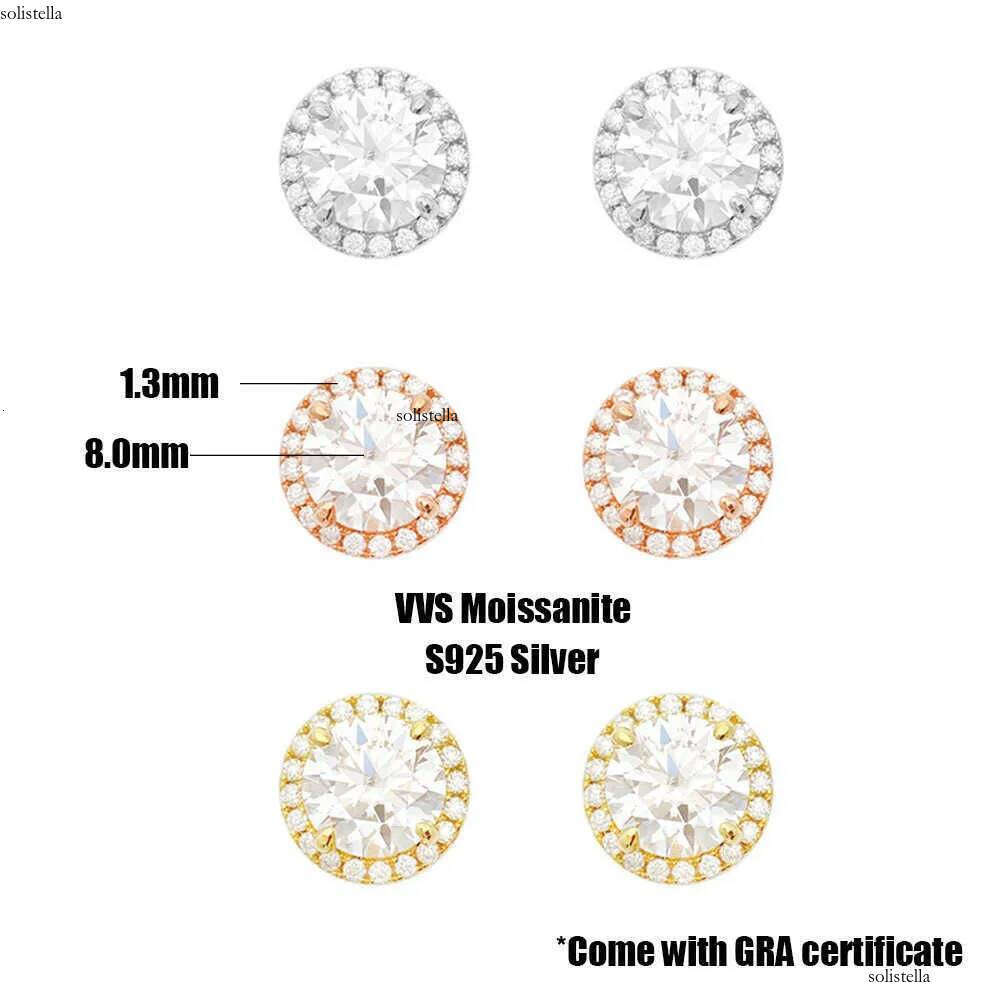 Icedminer Moissanite Dia Round Ear Jewelry Pass Tester S Sier Earrings for Women