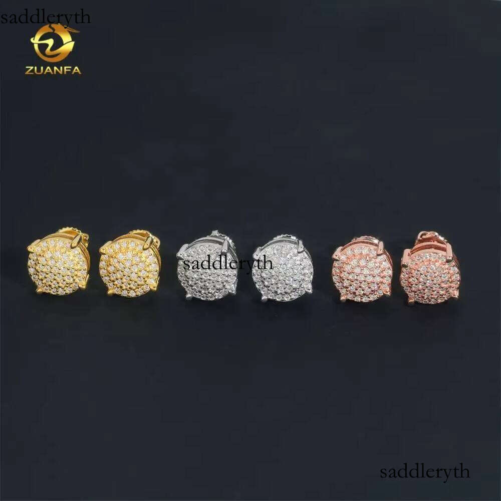 Iced Out Jewelry Fashion Hip Hop Style VVS Moissanite Sterling Sier Dia Stud Earrings 0b 11