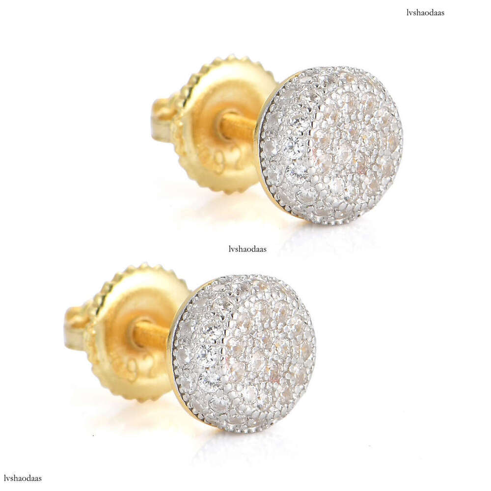 S Hip Hop Men's Round Three-Dimensional Micro-Paved Zircon Spiral Ear StudIced Out VVS Earrings