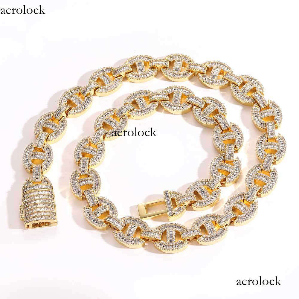 Hip Hop 16mm Flip Buckle Pig Nose Cuban Chain Men's Trendy Brand Mixed T Cubic Moissanite chain Necklace for Men