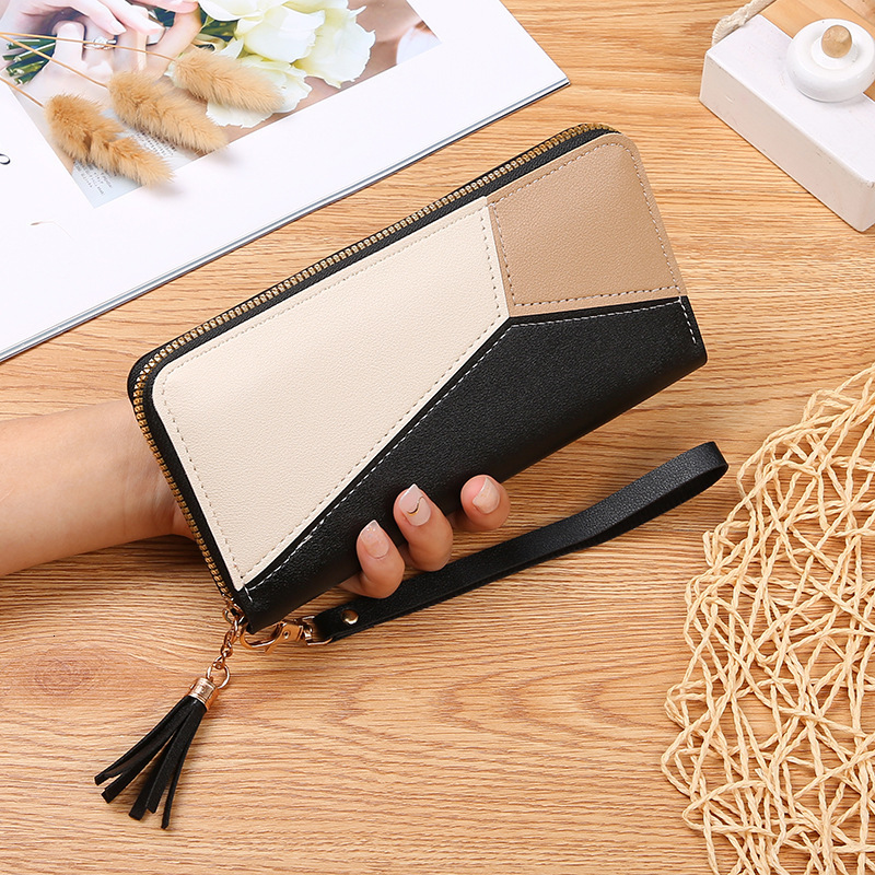 Color Block Long Wallet Women's Clutch 2025 New Fashion Korean And Japanese Style Large Capacity Zipper Luxury Bag Wallet For Women