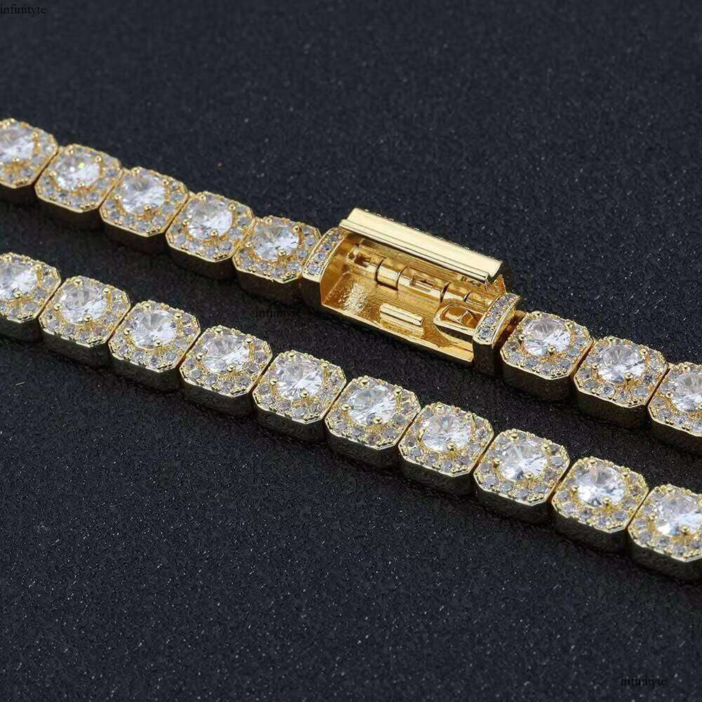 NUOYA Iced Out 7mm Tennis Chain Bracelet Gold Sier Plated Shiny Cubic Zirconia Hip Hop Jewelry Gift