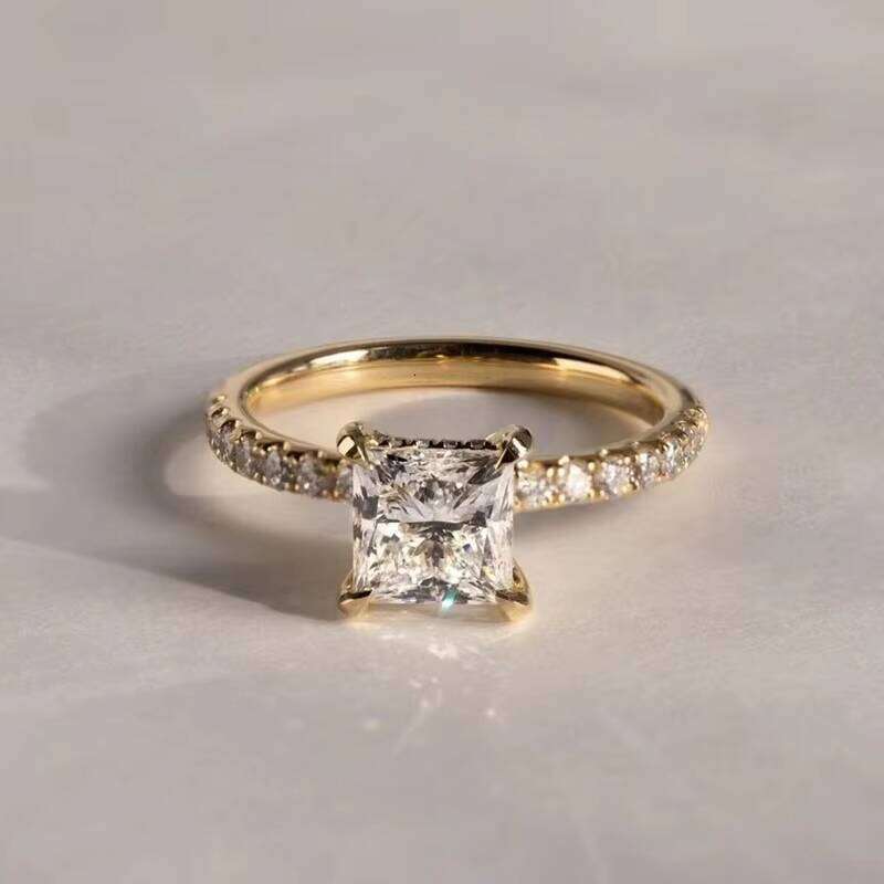 2 CT Square Moissanite Dia Engagement Ring in 10k/14K/ Gold Fine Jewelry for Women Customization