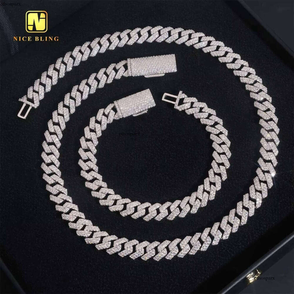 Sale Promotion 10mm Fine Iced Out Dia Cuban Link Chain Hip Hop Jewelry VVS Moissanite Bracelet Necklace for Men