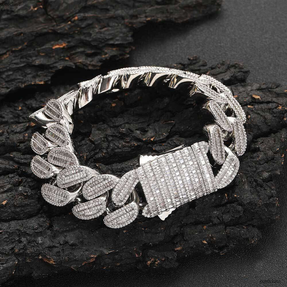 Hip-Hop 20mm Mixed Inlaid Double Row T Cubic Zirconia Cuban Chain Trendy Brand Men's Bracelet Jewelry