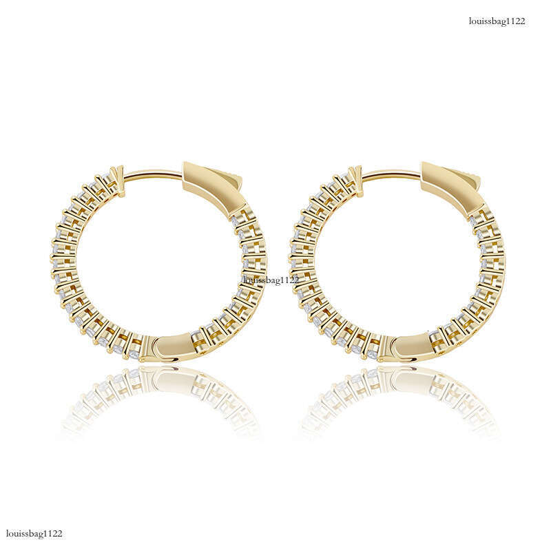 Round Women's with Zircon Inlay Real Gold Plated Shiny Earrings