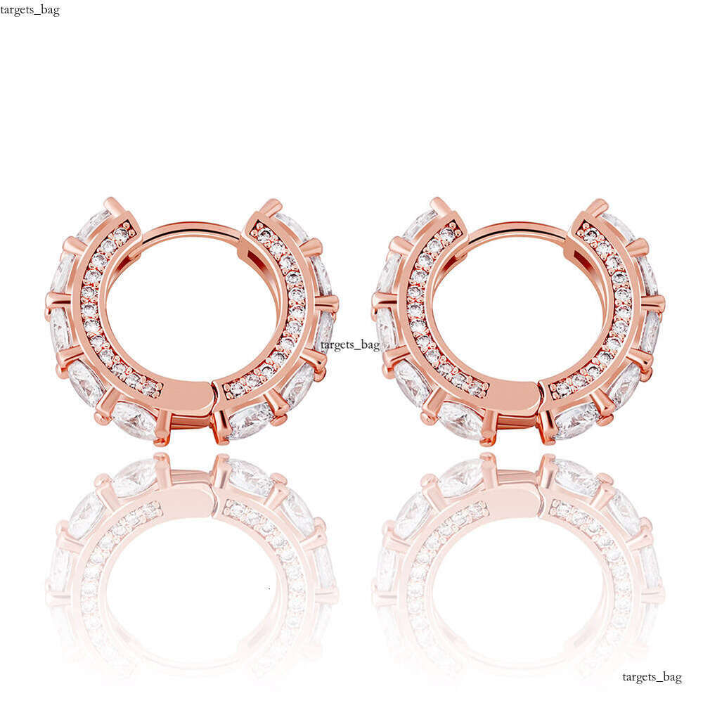 New Style Hoop Full Zircon BlingBling Unisex Hip-Hop Earrings Gold Jewelry