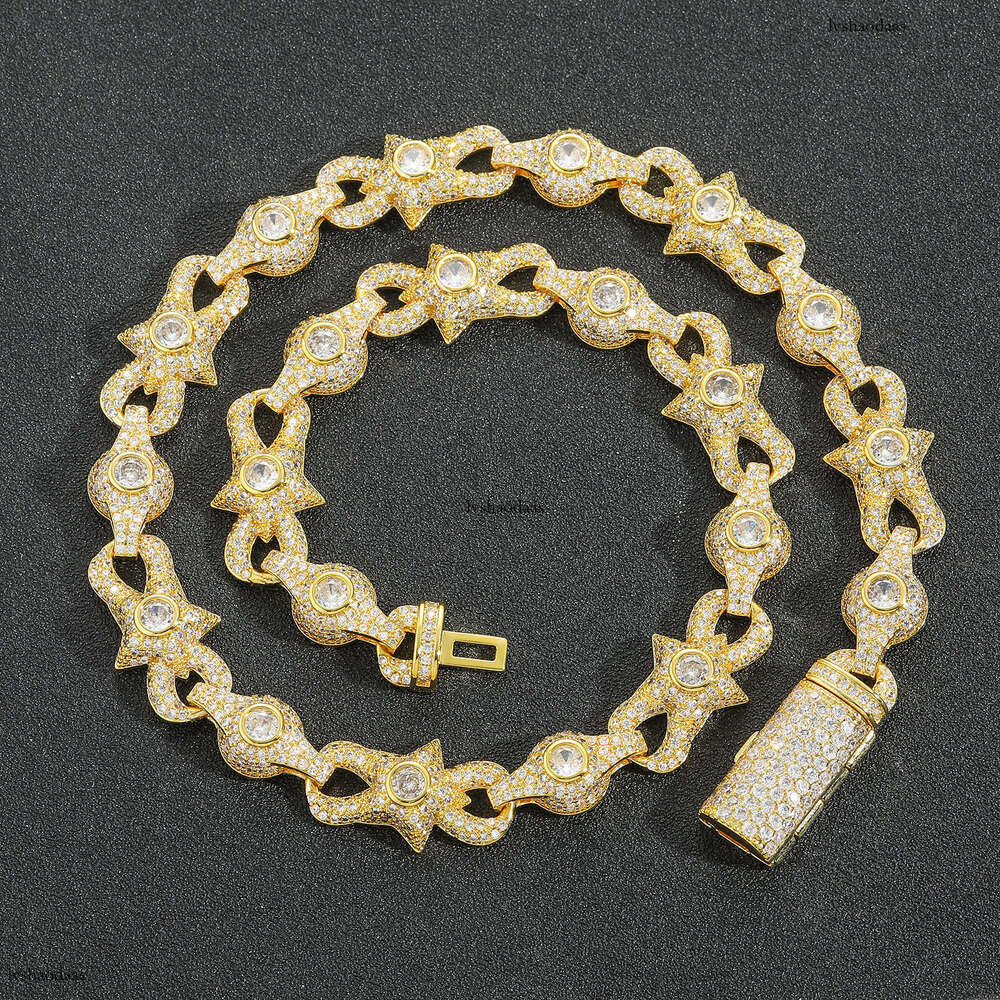 New Necklace 10mm Eye Cuban Chain Micro-Paved Moissanite chain Creative Niche Unisex Hip-Hop Accessories