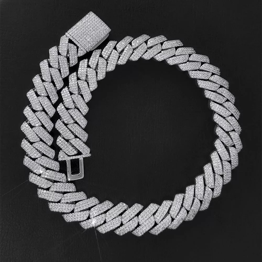 Hiphop 14mm Cuban Chain Luxury Heavy Men Necklace Custom 925 Silver Moissanite Cuban Link Chain