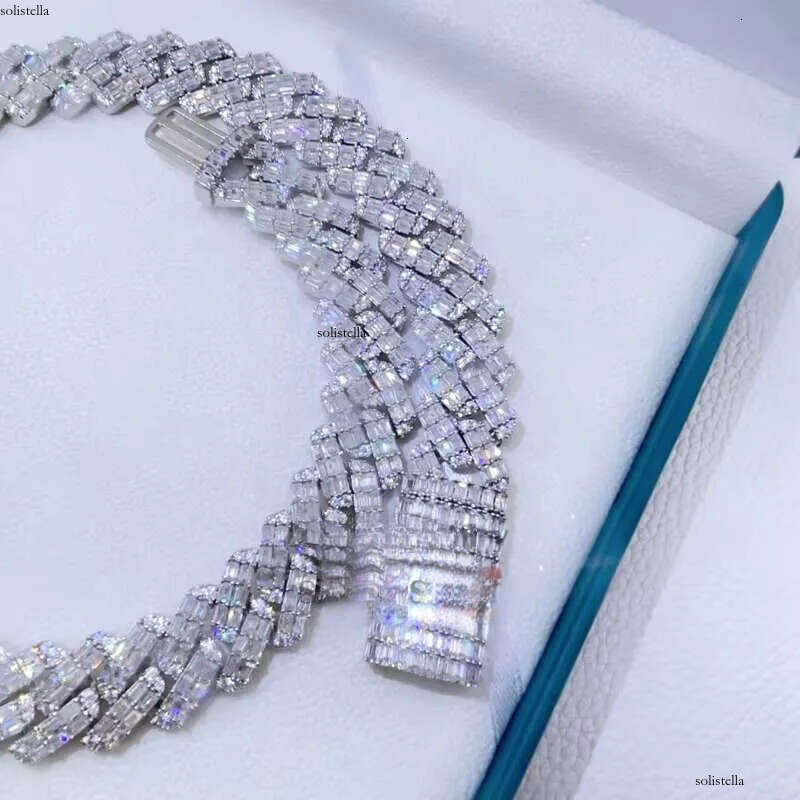 Drop Shipping Sterling Sier 20 mm Vvs Moissanite Hip Hop Cuban Chain Necklace