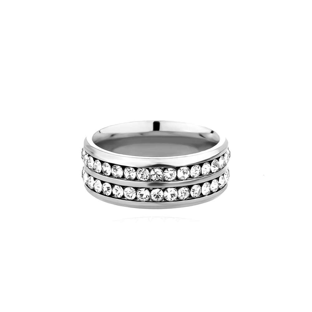 Square Zircon Titanium Inlaid Sterling Silver Couple Diamond Popular Ring
