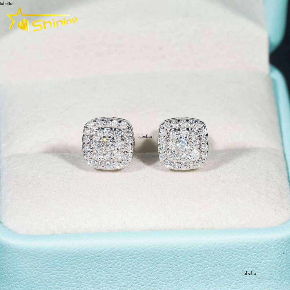 Ready to Ship Pass Dia Tester Iced Out Hip Hop Jewelry Popular Sterling Sier Men Earring VVS Moissanite Stud Earrings