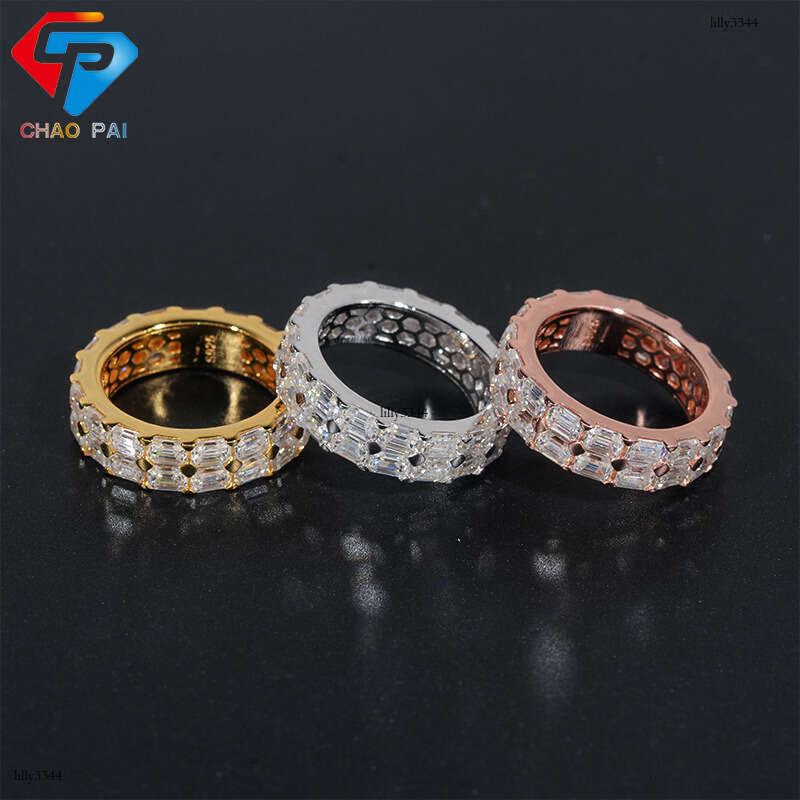 ICED OUT Hot-Selling Silver Inlaid Moissanite Hip-Hop Trendy Fashion Versatile Ring