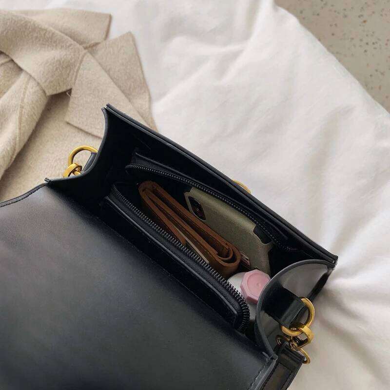 Pure Color Women's Shoulder 2021 Autumn New Vintage Lux Mini Square Bag Ladies Designer Crossbody Purses Texture Bolsa Femme
