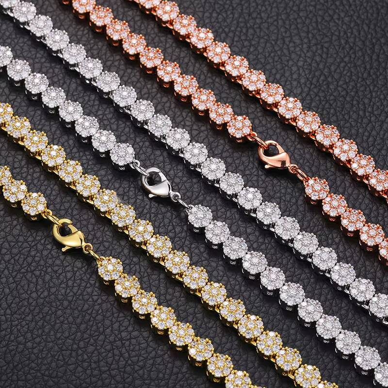 High quality cross-border European and American new style 8mm plum blossom chain, hip-hop trend street necklace jewelry accessory