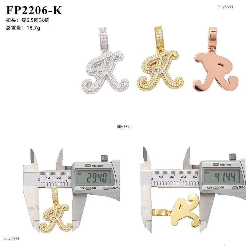 2024 New Hip-Hop Pendant Personalized Letter Sier Moissanite Full Inlay Wearable 6.5mm Necklace