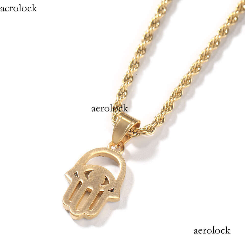 Classic Fatima Palm Pendant Fashion Simple Sterling Silver Inlaid Dia Unisex Trendy Necklace