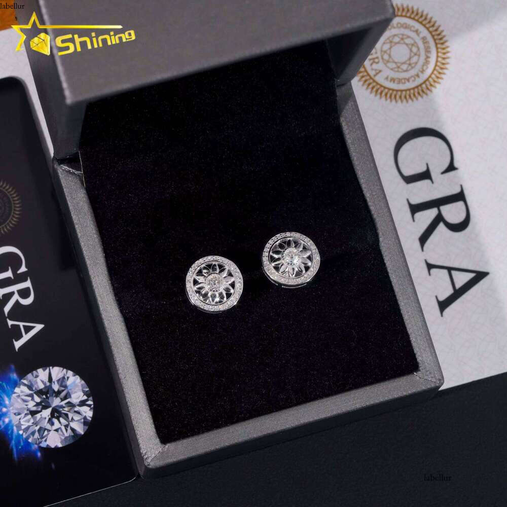 Promotion Price Pass Tester GRA Certified VVS Dia Fully Iced Out Hip Hop Sier Jewelry Moissanite Stud Earrings