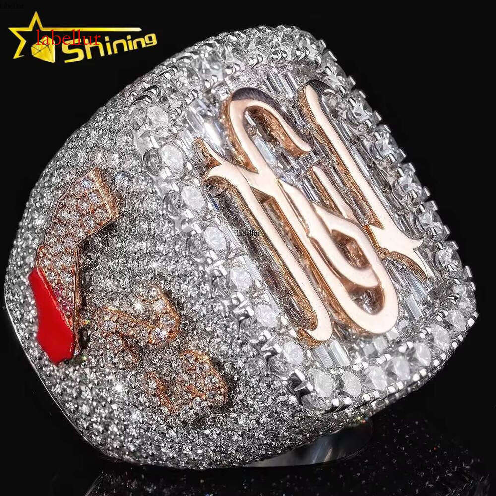 Made Rose Gold Two Moissanite Dia Championship Ring With Custom