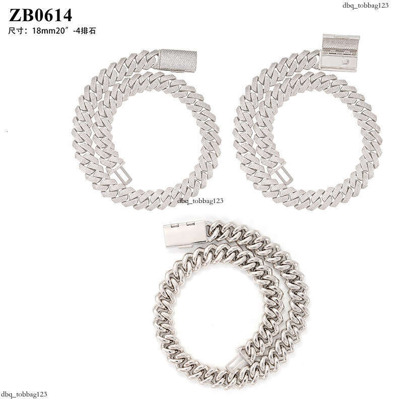 New 18mm 4 Row Stone Cuban Chain 5A Moissanite chain Inlaid Hip Hop Men's Bracelet Necklace