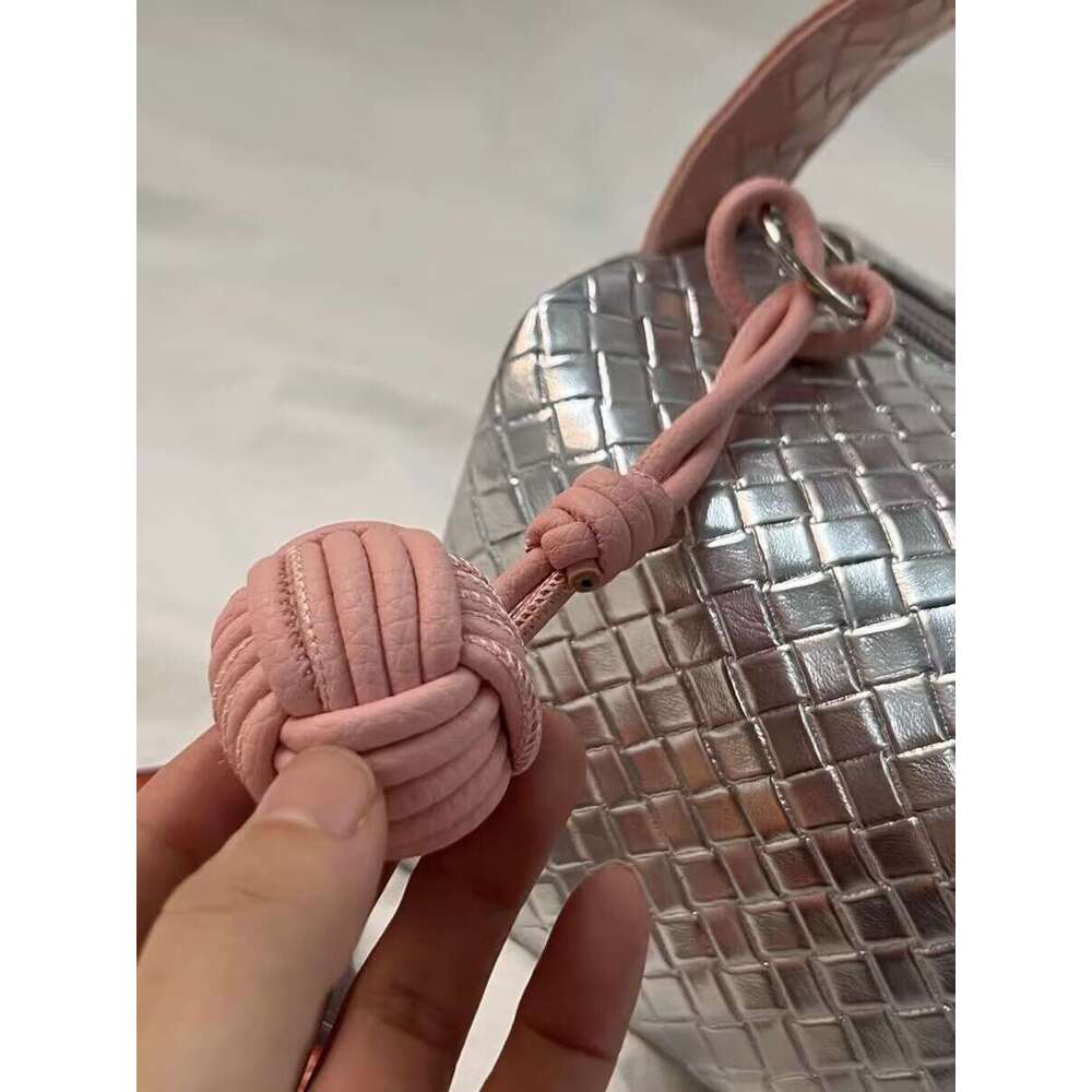 Sier and Pink Gradient Woven Pattern 2025 New Handbag Small Portable Makeup Storage Organizer Bag