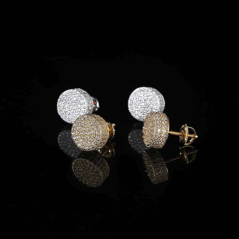 New Double-Layer Round Micro-Inlaid Zircon Trendy Personality Hip-Hop Earrings