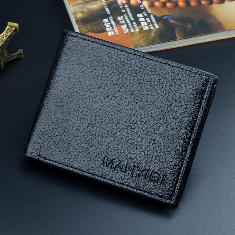 New Designer Bag Wallet Short Men's Driver's License Thin Wallet Off Horizontal Luxury Bag Business Casual Lychee Pattern Retro Soft Leather