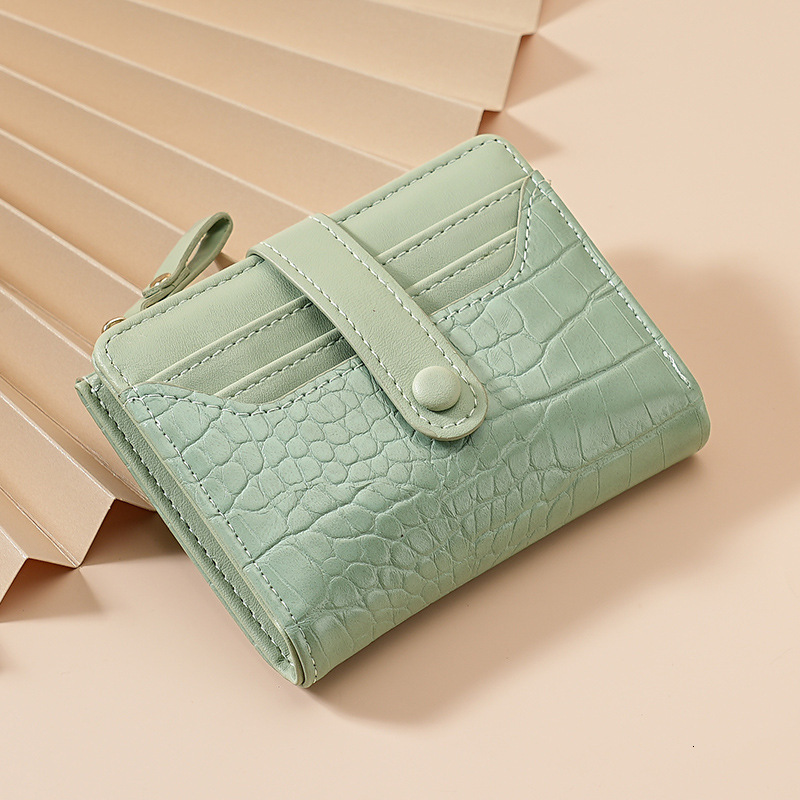 Cross-border Women's Macaron Short Korean Style Luxury Bag Wallet Crocodile Pattern Multi-card Slot Daily Versatile Fresh Women's Wallet