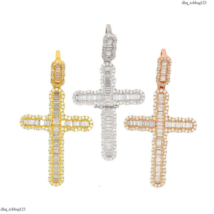 Full Iced Out VVS Inlaid Moissanite Cross Personality Hip Hop Jewelry Unisex Necklace Accessories