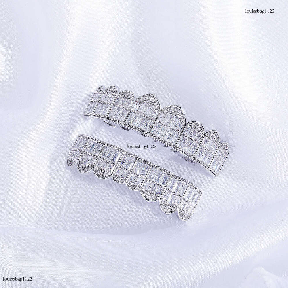 Super Shiny Fire Color Full Square Dia Hip-Hop Style Teeth Jewelry Grillz