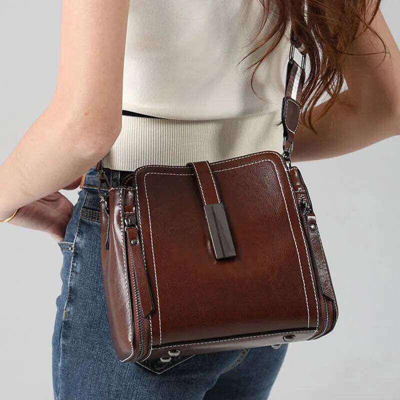 Genuine Leather Women's Vintage Designer Women Shoulder Bag New Cowhide Crossbody Bags Multifunctional Handbags