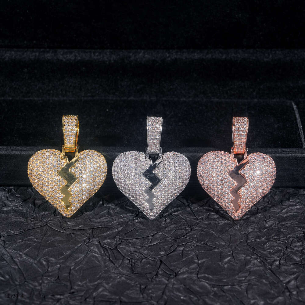 Special Sterling Silver Inlaid Moissanite chain Pendant Personality Heart Shape Hip Hop Trendy Brand Jewelry Accessories Can Be Worn With 5mm Necklace