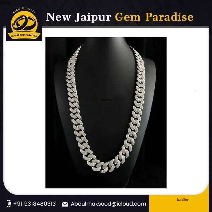 Arrival Miami Cuban Link Chain Vvs Moissanite Dia Stubbed Sterling Sier White Gold Plated
