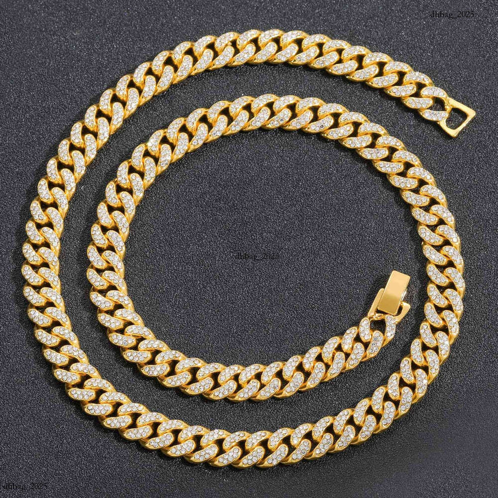 Necklace 9mm Double Row Cuban Chain Full Dia Trendy Brand Unisex Personality Hip Hop Accessories