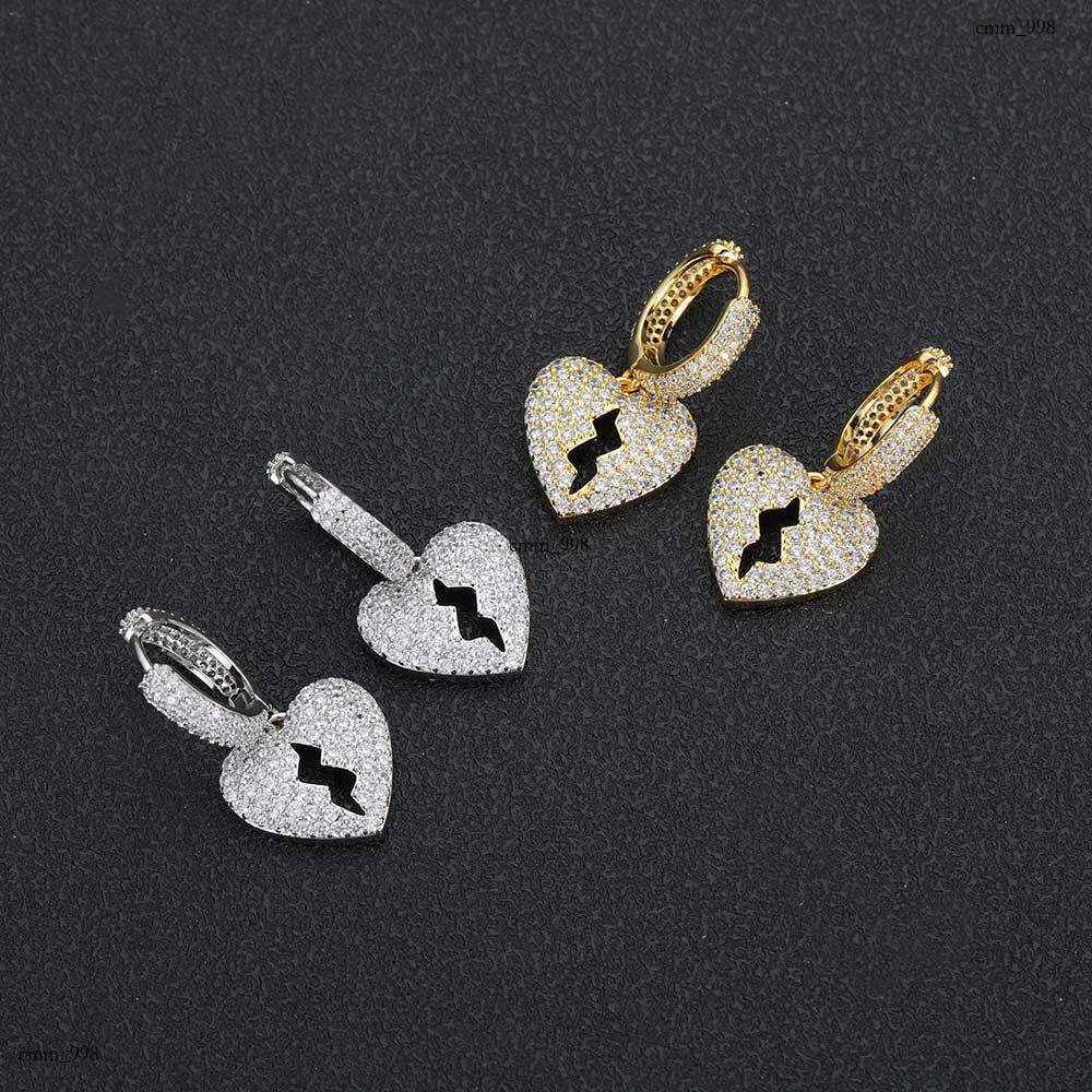 Heartbreak Hip Hop Full Zircon Personality Unisex Hiphop Stud Earrings