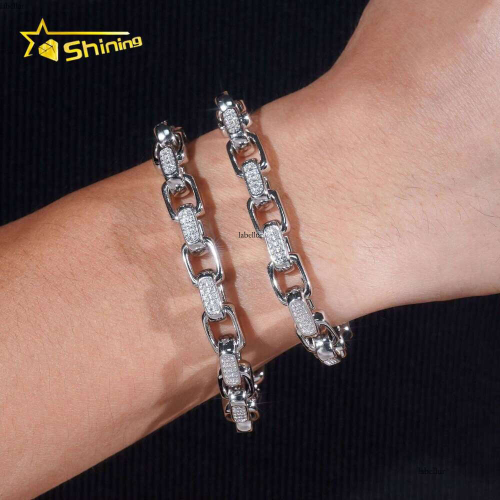 Shining Wholesale Price Sier Hip Hop Jewelry Iced Out Moissanite Cuban Bracelet Pass Tester