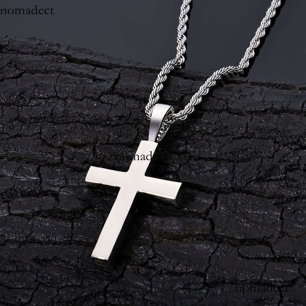 Iced Out VVS Moissanite Cross Pendant Hip Hop Full Dia Jewelry Men's Necklace