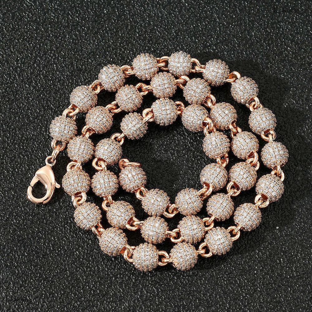 Jewelry 8mm Round Bead Choker Clavicle Chain Full Moissanite chain Unisex Personality Hipster Necklace