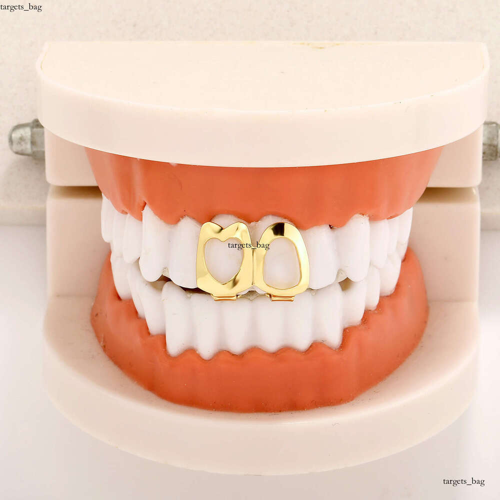 New Heart Double Hollow Tooth Bracelet Personality Gold Teeth Trendy Party Versatile Hip-Hop Accessories