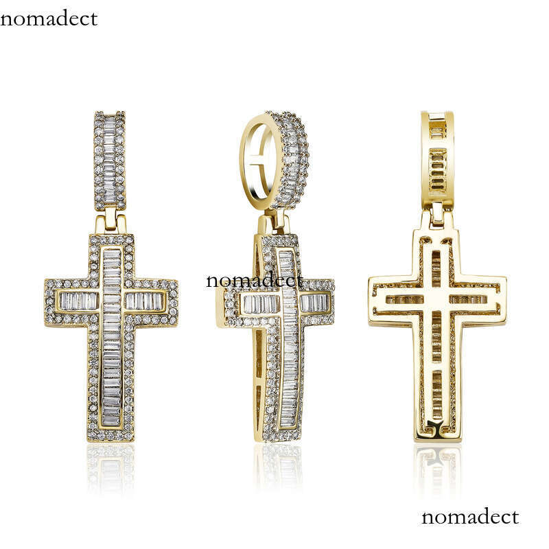 Hip Hop Cross Pendant Inlaid Moissanite chain Necklace Street Style Fashion Accessories