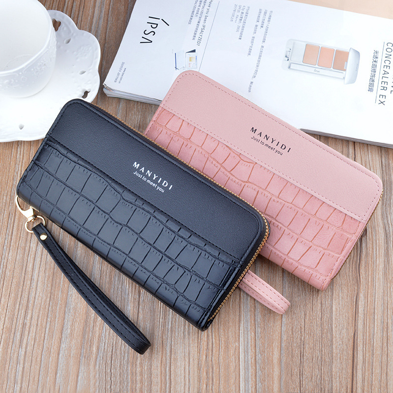 New Style Women's Long Zipper Wallet Fashion Retro Large Capacity Phone Bag Crocodile Luxury Bag Pattern Designer Bag Soft Leather Wallet