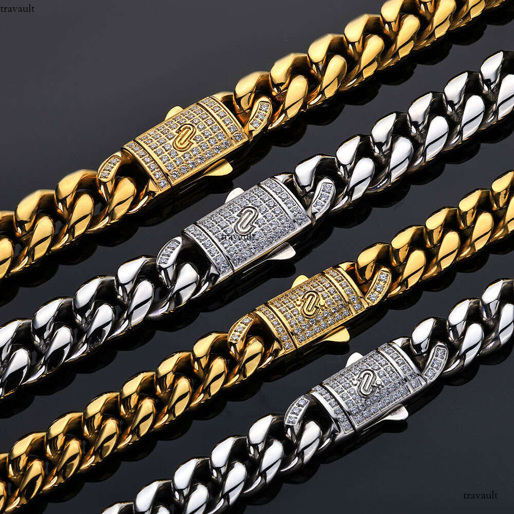 Hip Hop Round Polished Cuban Chain Stainless Men's Necklace Trendy Versatile Titanium Steel Jewelry Accessory