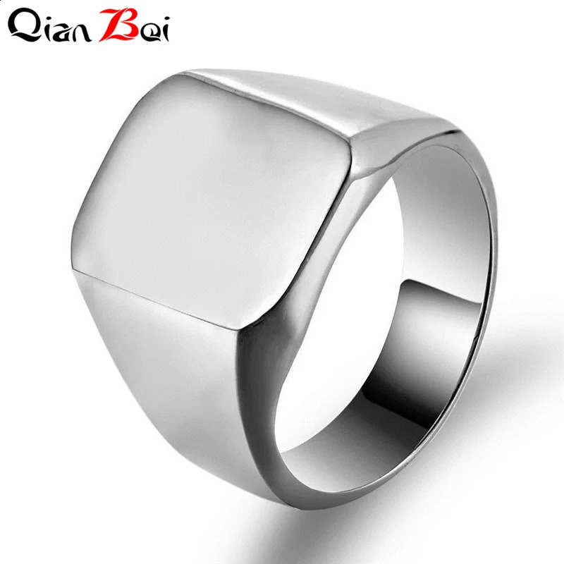 QianBei Smooth Mens Black Rock Punk Rings Cool Fashion Individuality Signet Ring for Men Party Jewelry 250807