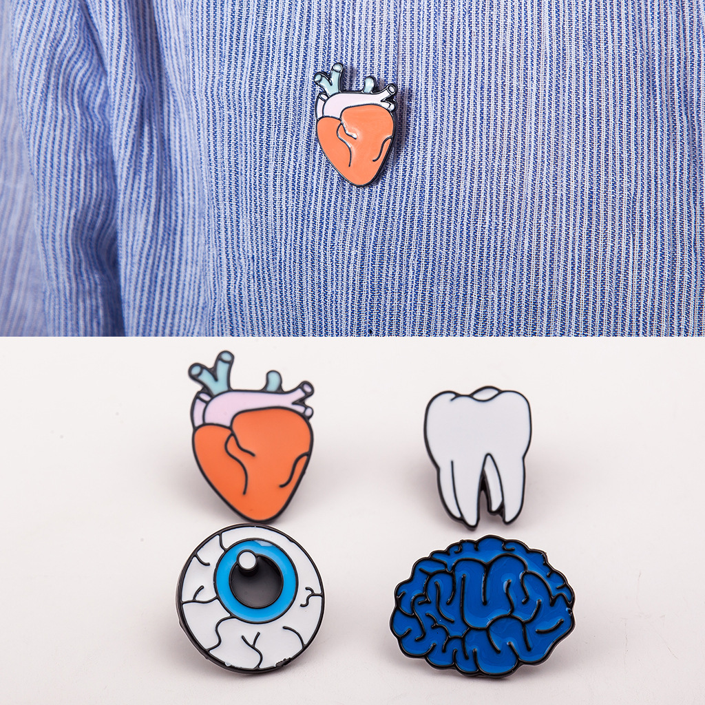 Japanese And Korean Colorful Oil Drop Human Organ Brain Eyes Teeth Brooches Accessories