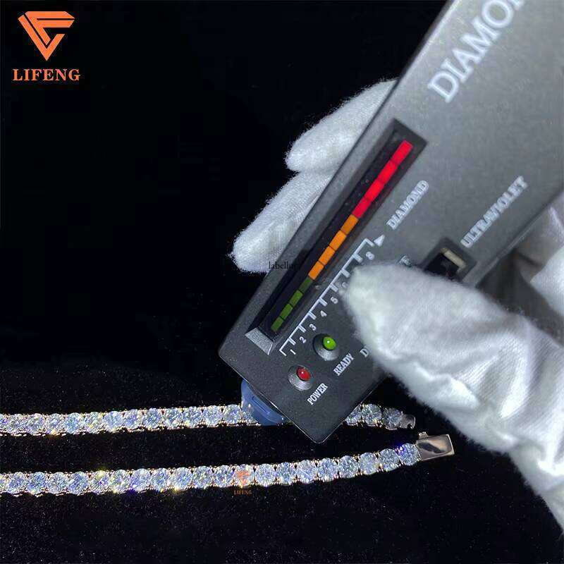 Iced Out Hip-Hop Jewelry 3Mm 4Mm 5Mm 6Mm VVS Moissanite Tennis Chain Round Brilliant Cut Sier Charm Necklace For Women