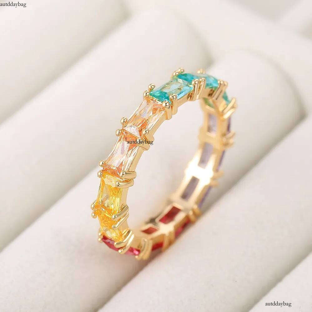 2025 Choucong Top Sell Wedding Rings Jewelry Gold Fill Princess Cut Colorful 5A Cubic Zircon CZ Dia Gemstones Party Women Engagement Band Ring Gift