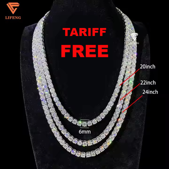 Cheapest Price D VVS Moissanite Tennis Chain S925 Silver Pass Diamond Tesst Fine Jewelry Tennis Chain Necklace Bracelet